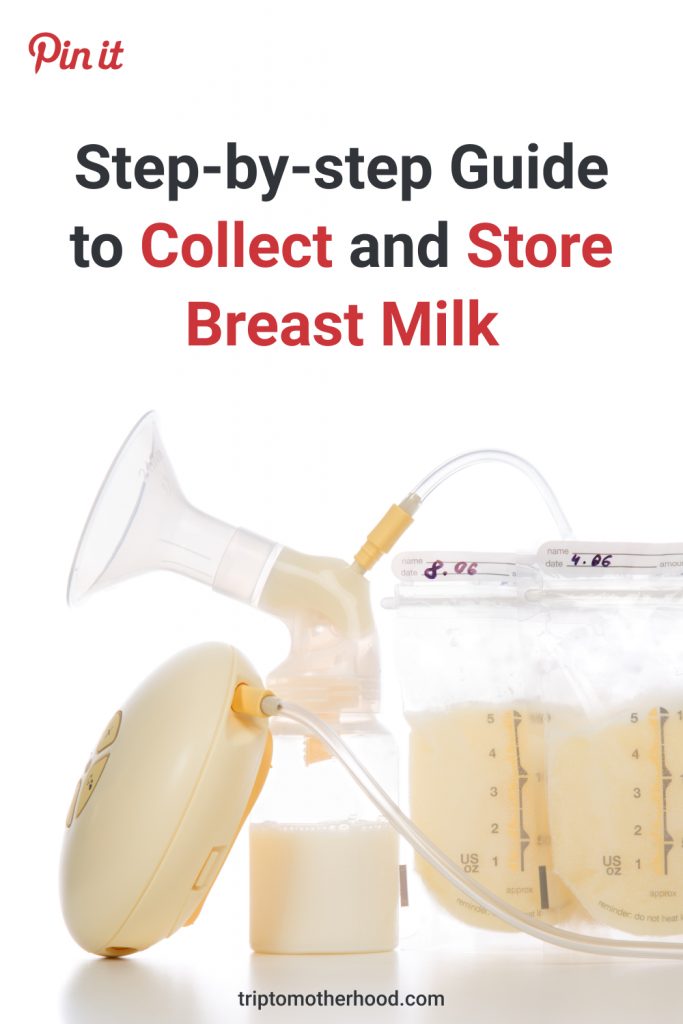 Step-by-step guide to collect and store breast milk + instruction for safe thawing of frozen milk.